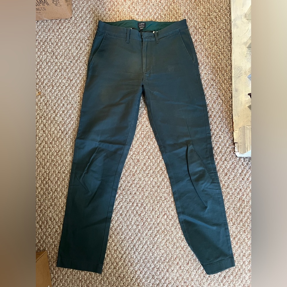 J. Crew Men's Dark Green Chinos - Slim Straight